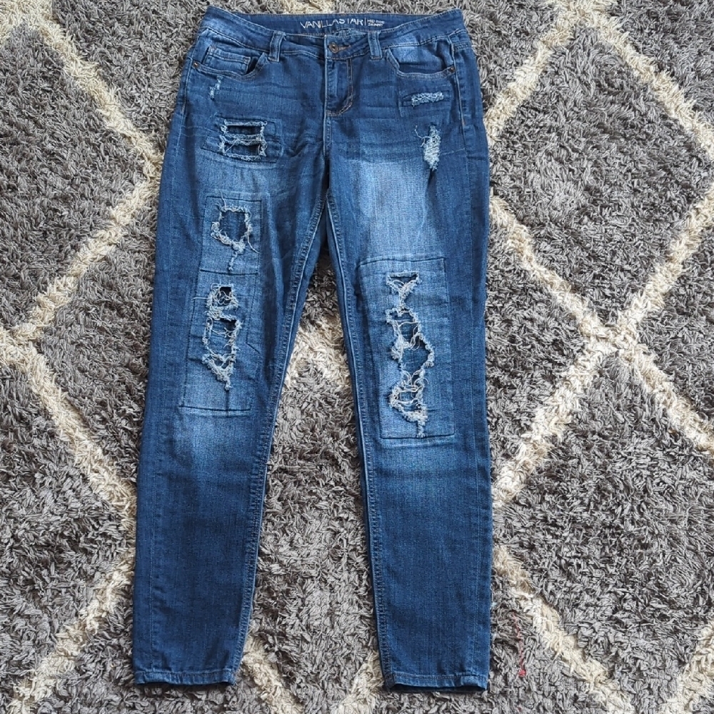 Vanilla Star Blue Distressed Skinny Jeans Size Women's 9
